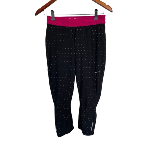 Nike Black and Pink Polka Dot leggings size medium - Picture 1 of 6